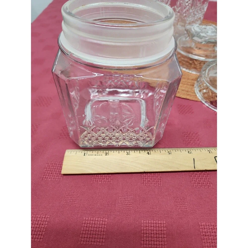 VintageKoeze's Apothecary/Cannister Jars W Gaskets Set Of 3Diamond Pattern 1980s